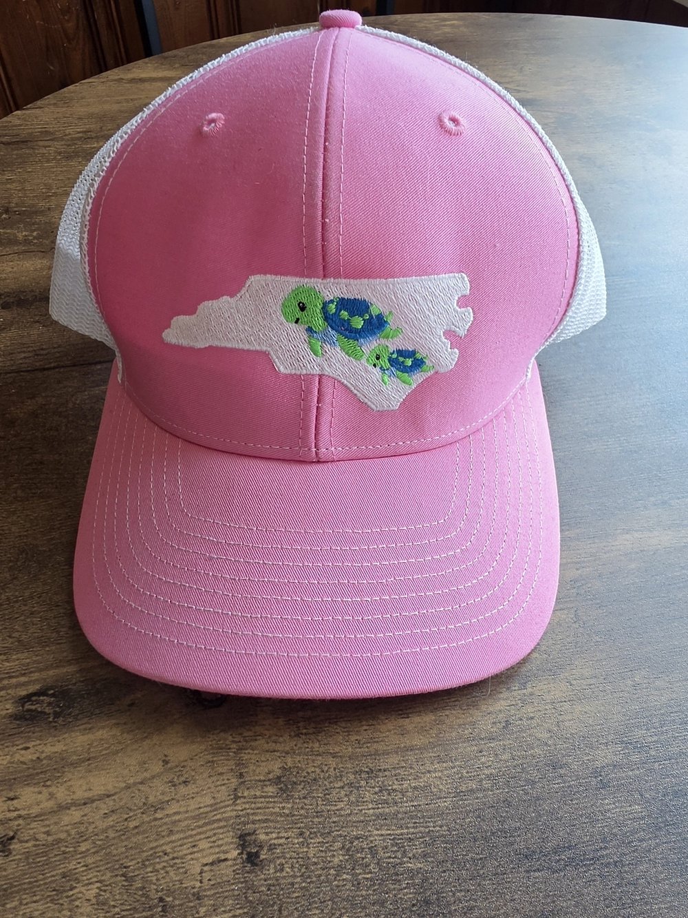 Pink Trucker Hat with Turtle State Patch
